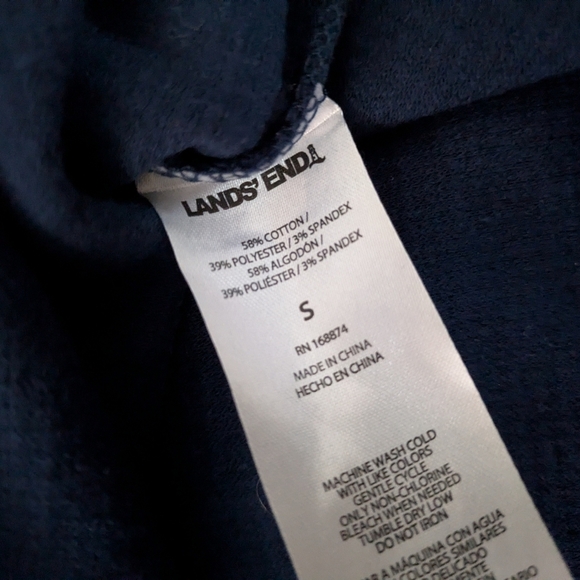 Lands End Women's Long Sleeve Waffle Funnel Neck Top Tshirt Dark Blue Size Small - Picture 5 of 9